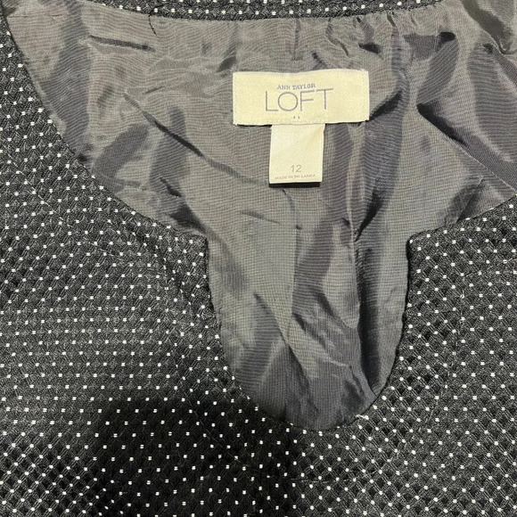 ANN TAYLOR LOFT Sheath Dress Black with White Design SIze 12 - Picture 2 of 9